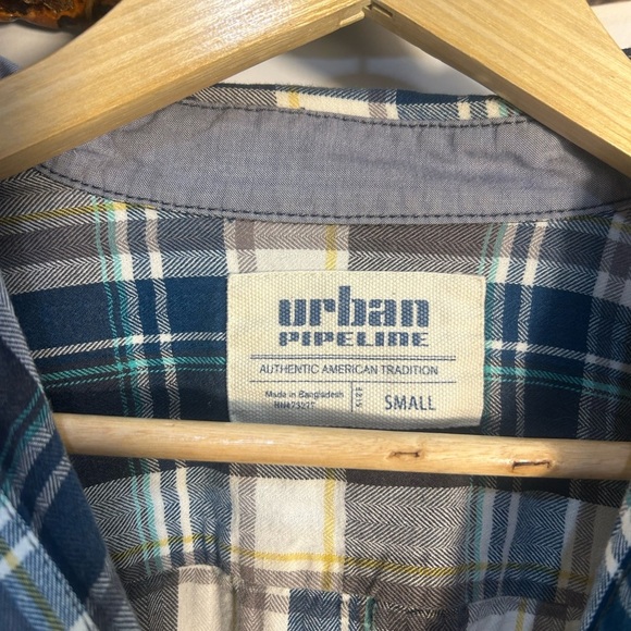 Urban Pipeline Blue Green Cotton Flannel Size S - Picture 13 of 13